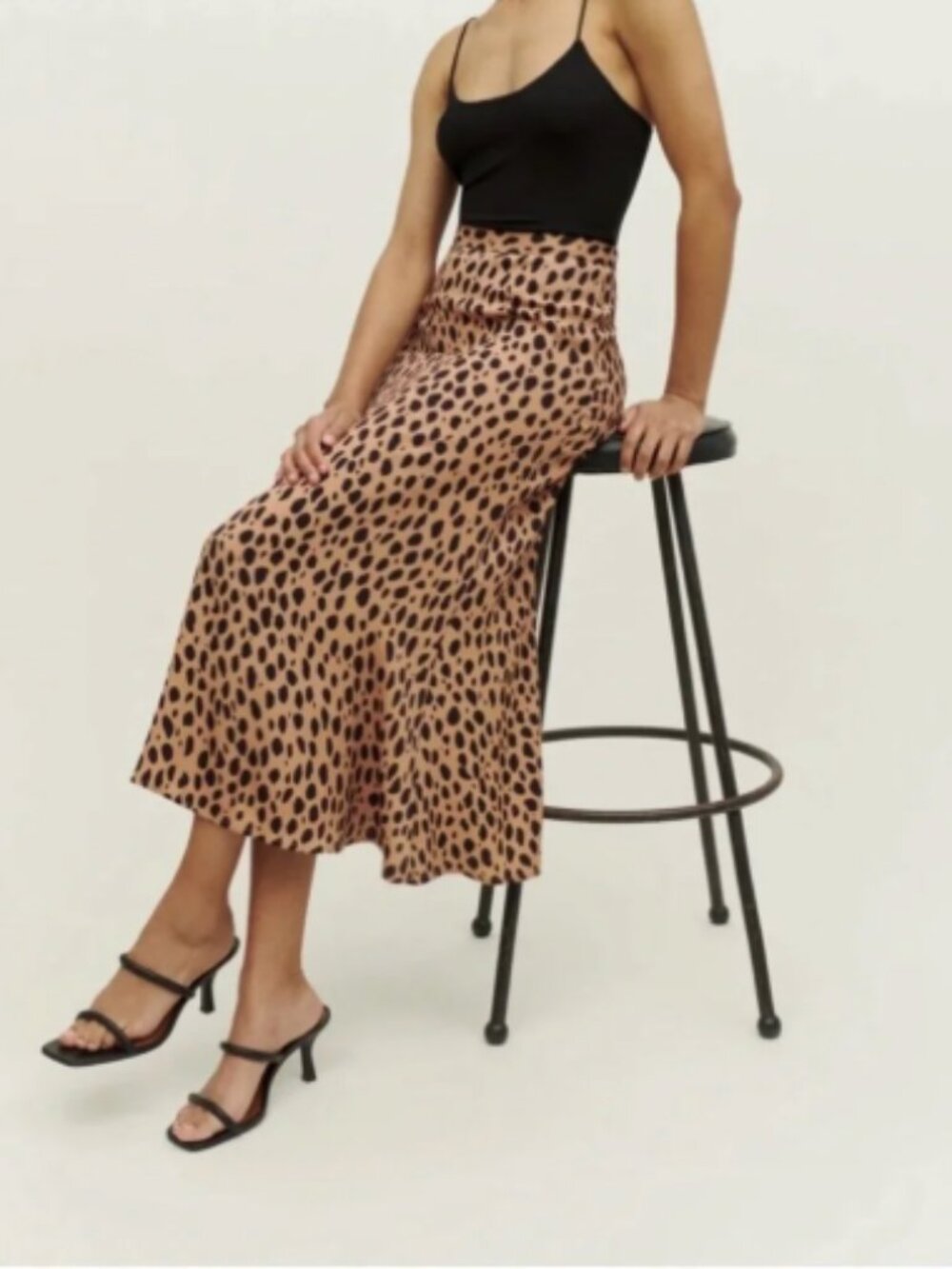 Reformation Bea Midi Skirt in Bobcat Animal Print  size 0P